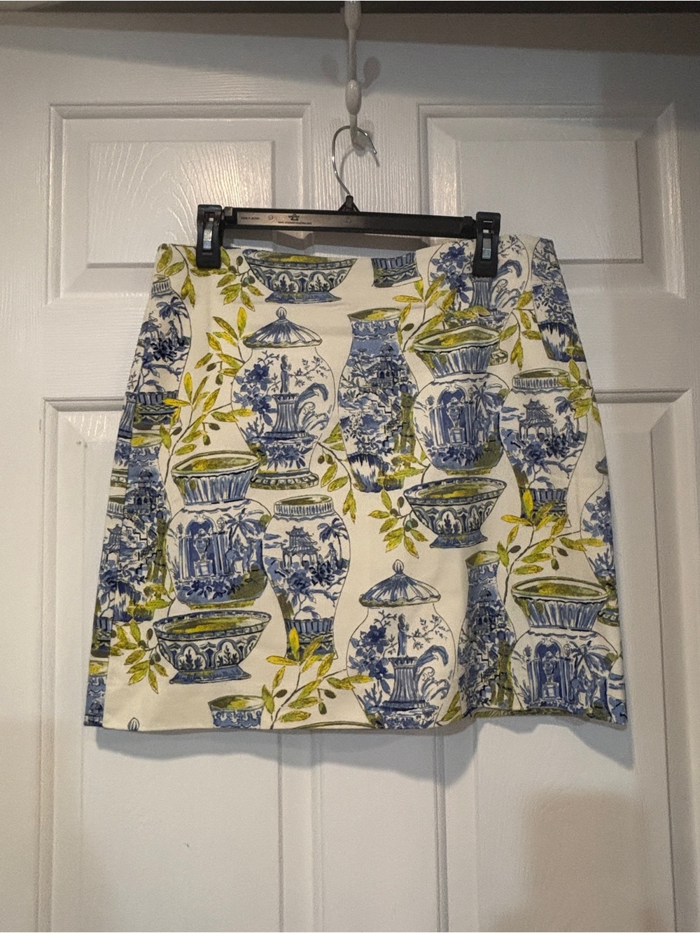 Talbots Blue & Green Vase-Print A-Line Skirt